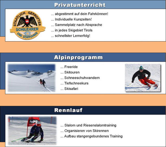 Programm - Tiroler Skischule, Peter Gröber